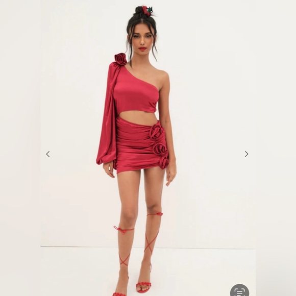 NWT- For Love And Lemons Mila Mini Dress Red - Picture 3 of 10